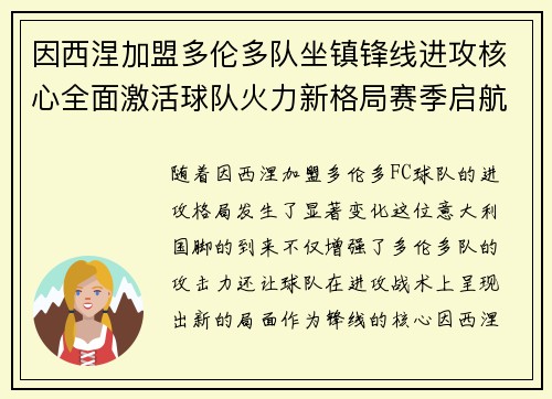因西涅加盟多伦多队坐镇锋线进攻核心全面激活球队火力新格局赛季启航 因西涅加盟多伦多队坐镇锋线进攻核心全面激活球队火力新格局赛季启航